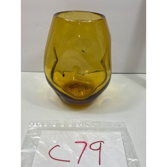 Amber Handblown Glass Vase With Unique Organic Design & Smooth Finish C79 - Picture 6 of 6